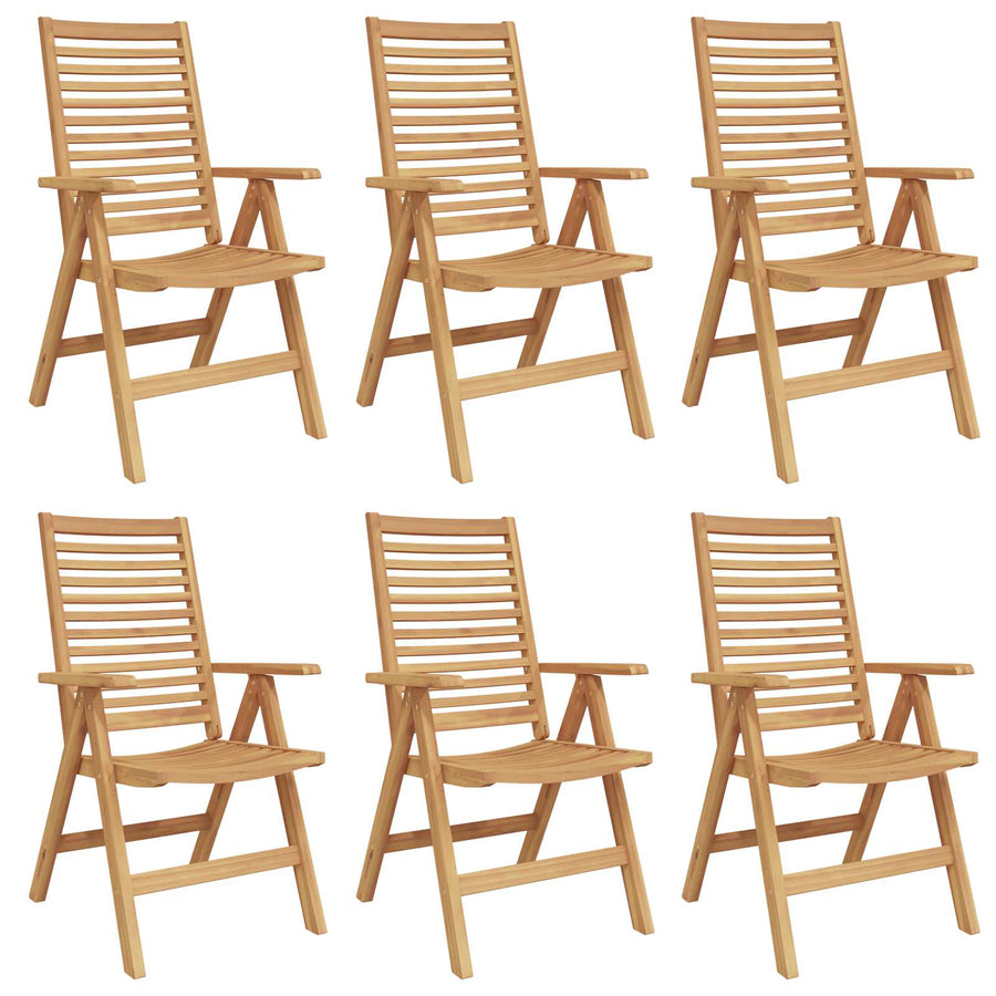 Chair 6 pcs Brown Solid Teak Wood Convertible