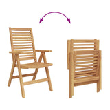 Chair Folding 8 pcs Brown 64.5 x 52 x 108 cm Solid Teak Wood - Rear View
