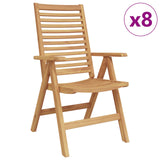 Chair Folding 8 pcs Brown 64.5 x 52 x 108 cm Solid Teak Wood - Front View
