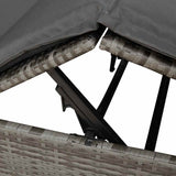Double Sun Lounger Grey 205 x 129 x 200 cm Poly Rattan - Low Angle