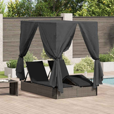Double Sun Lounger Grey Poly Rattan