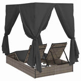 Double Sun Lounger Grey 205 x 129 x 200 cm Poly Rattan