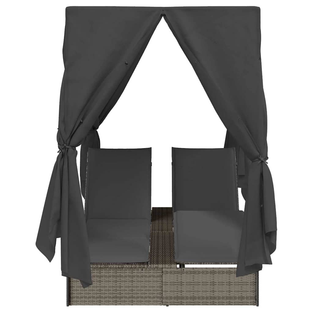 Double Sun Lounger Grey 205 x 129 x 200 cm Poly Rattan