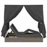Double Sun Lounger Grey 205 x 129 x 200 cm Poly Rattan