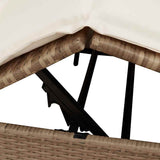 Double Sun Lounger Beige 205 x 129 x 200 cm Poly Rattan - Low Angle