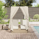 Double Sun Lounger Beige 205 x 129 x 200 cm Poly Rattan - Side View
