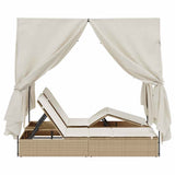 Double Sun Lounger Beige 205 x 129 x 200 cm Poly Rattan