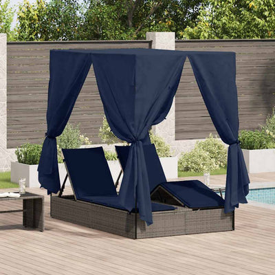 Double Sun Lounger Black Poly Rattan