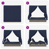 Double Sun Lounger Black 205 x 129 x 200 cm Poly Rattan - Extra Image