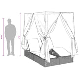 Double Sun Lounger Black 205 x 129 x 200 cm Poly Rattan - Extra Image