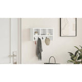 Wall-Mounted Coat Rack White 50 x 16 x 26 cm Engineered wood - Close-Up Angle