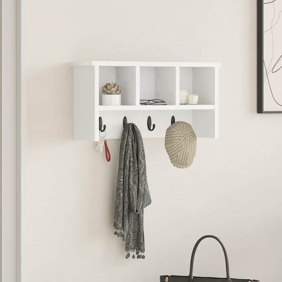 Wall-Mounted Coat Rack Wall-Mounted White 50 x 16 x 26 cm