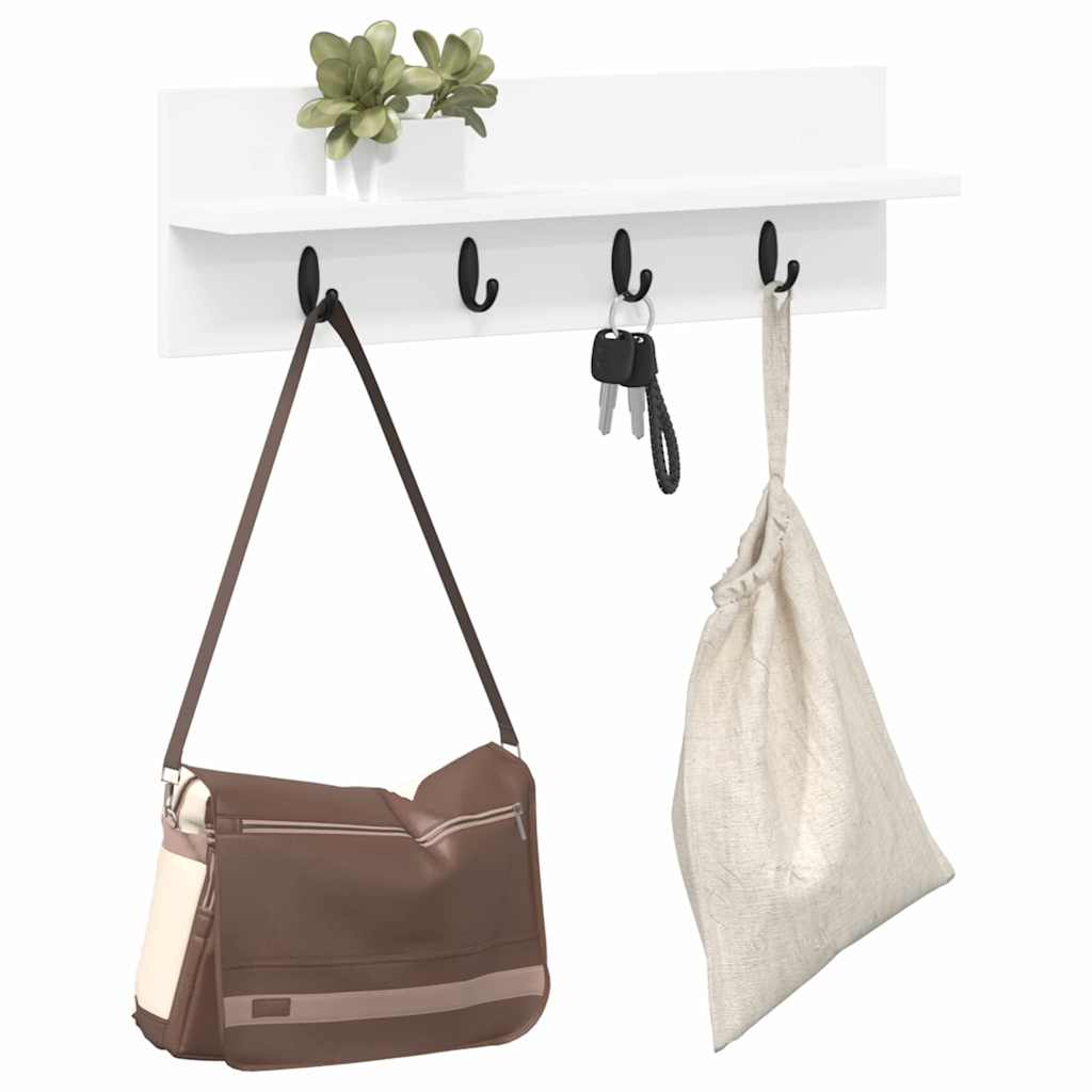 Wall-Mounted Coat Rack White 60 x 10,5 x 18 cm Engineered wood