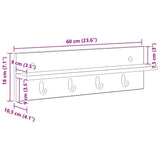 Wall-Mounted Coat Rack White 60 x 10,5 x 18 cm Engineered wood - Low Angle