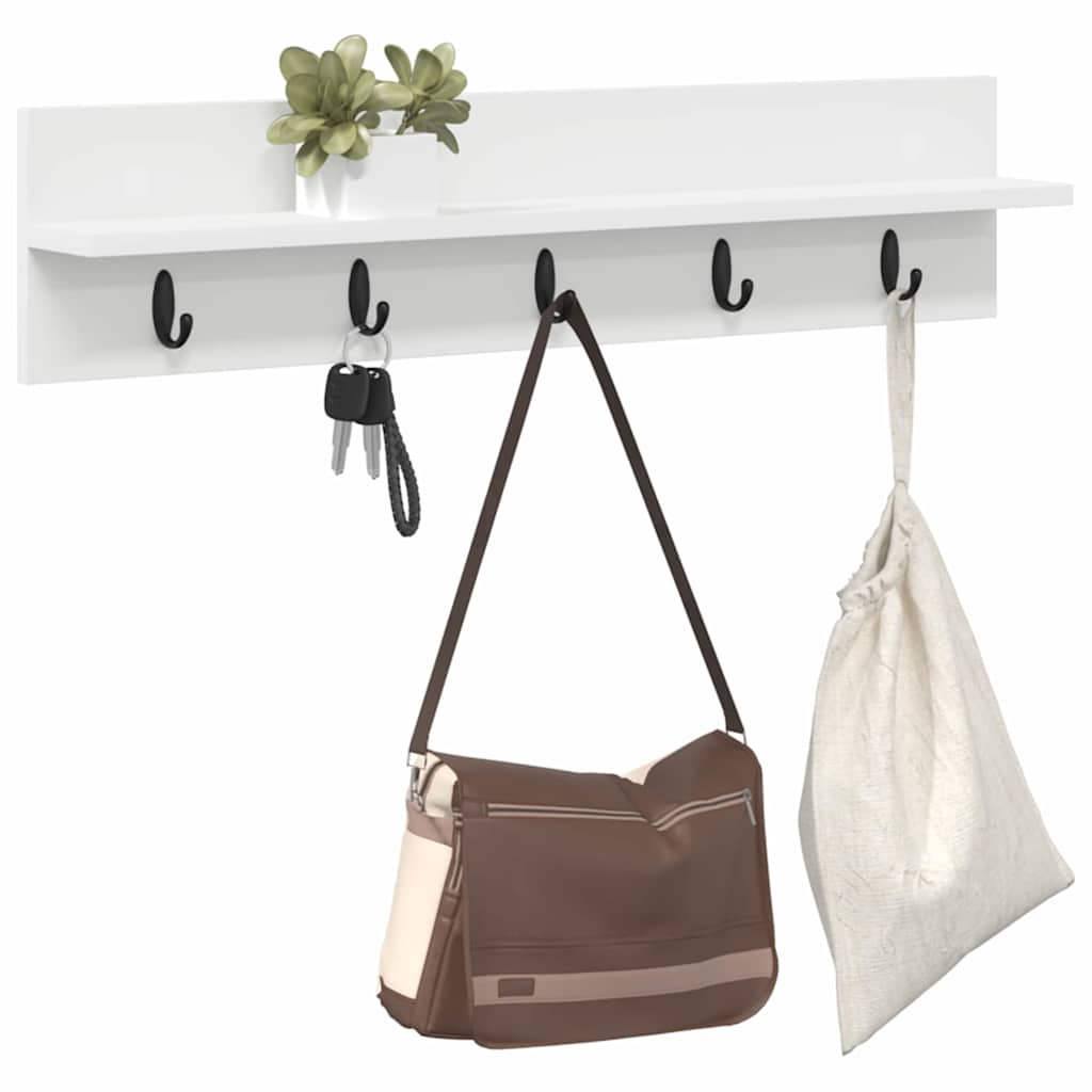 Wall-Mounted Coat Rack White 80 x 10,5 x 18 cm Engineered wood