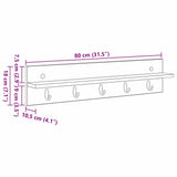 Wall-Mounted Coat Rack White 80 x 10,5 x 18 cm Engineered wood - Low Angle