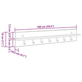 Wall-Mounted Coat Rack White 100 x 10,5 x 18 cm Engineered wood - Low Angle