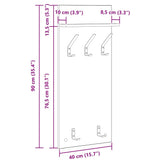 Wall-Mounted Coat Rack White 40 x 10 x 90 cm Engineered wood