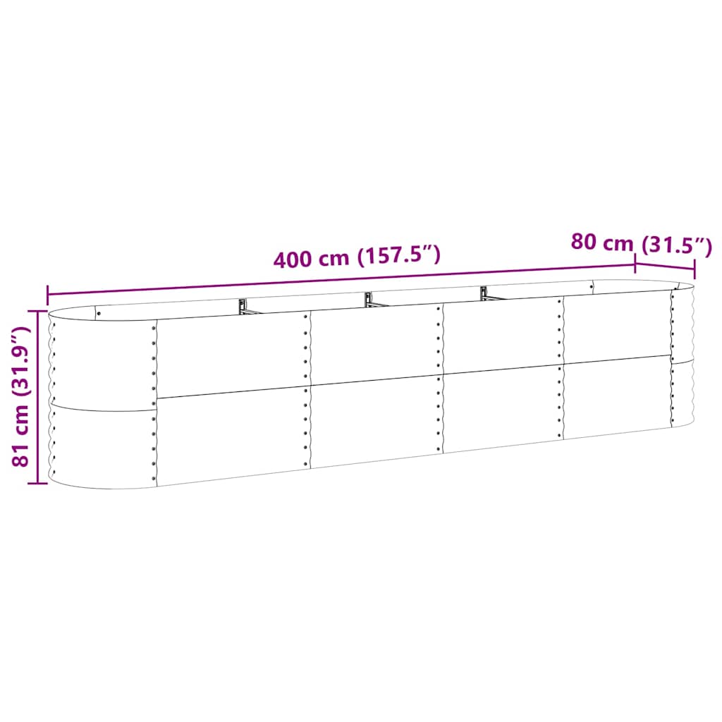 Garden Raised Bed Brown 400 x 80 x 81 cm Steel