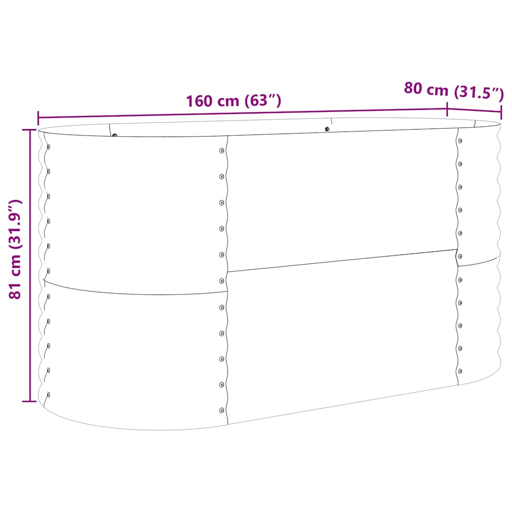 Garden Raised Bed Brown 160 x 80 x 81 cm Steel