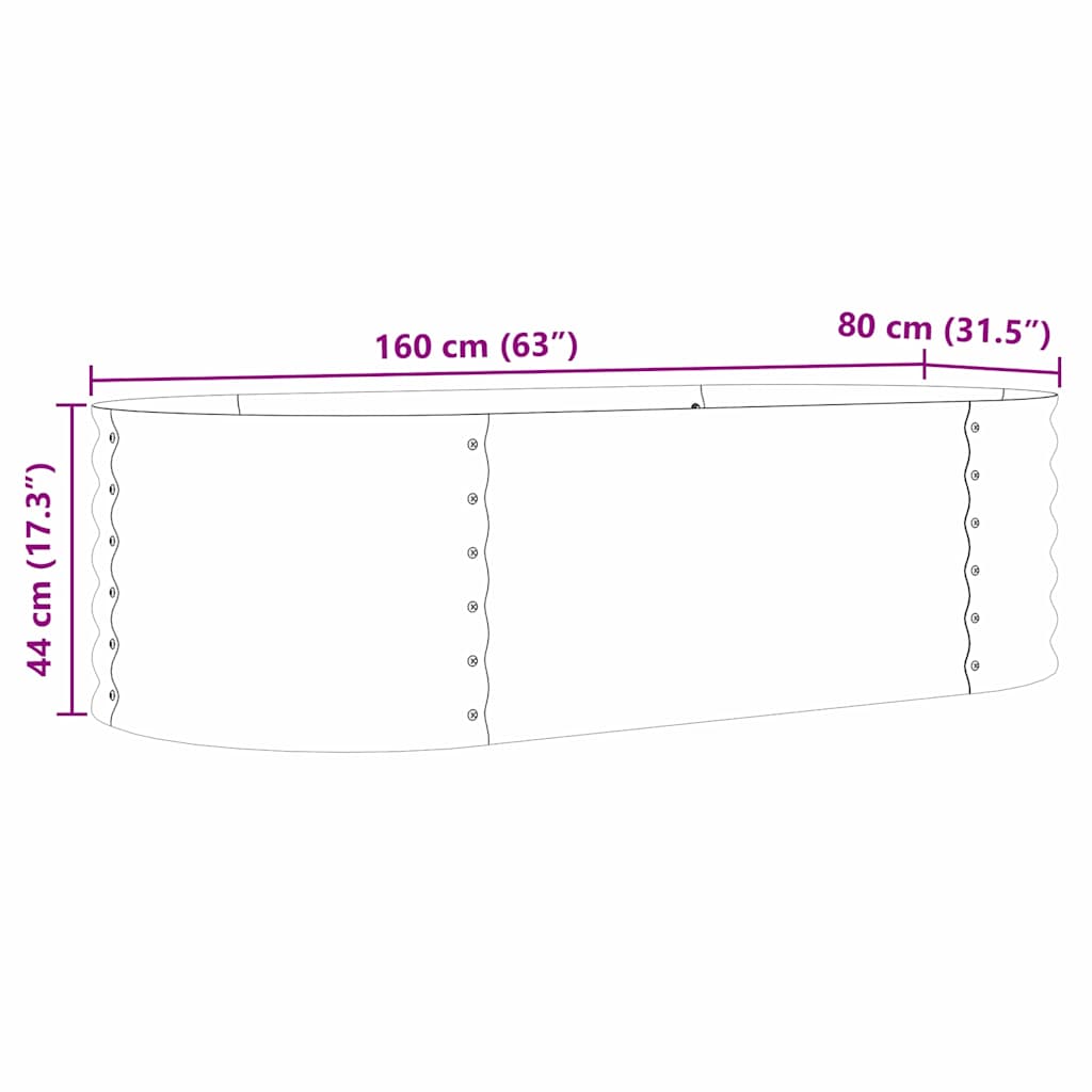 Garden Raised Bed Brown 160 x 80 x 44 cm Steel