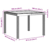 Garden Table Brown 100 x 100 x 73 cm Poly Rattan - Close-Up Angle