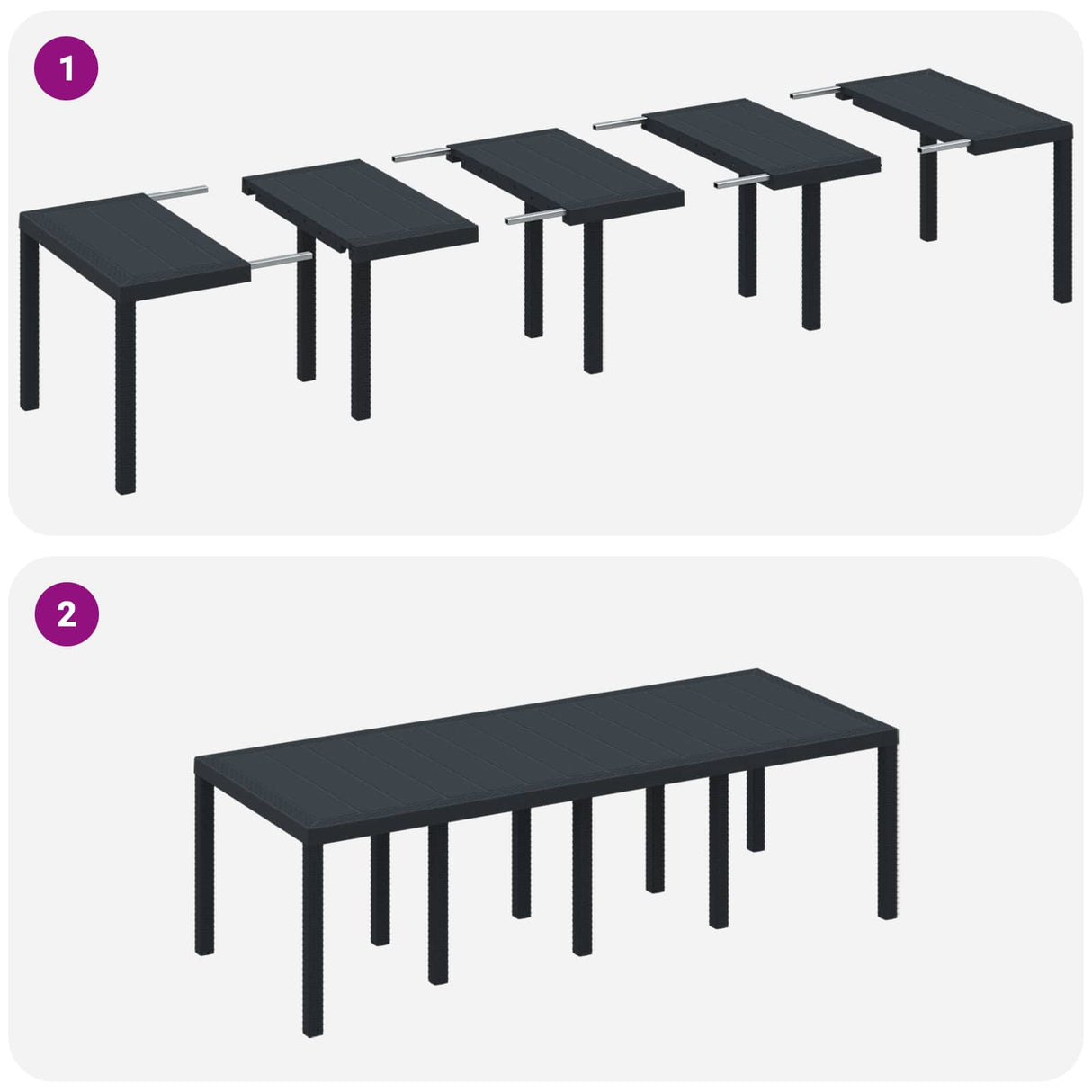 Weather-Resistant Garden Table Anthracite 250 x 100 x 73 cm