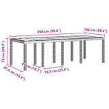 Weather-Resistant Garden Table Anthracite 250 x 100 x 73 cm - Close-Up Angle