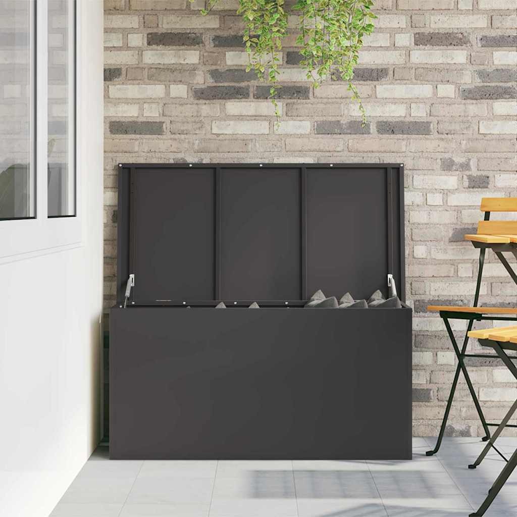 Garden Storage Cushion Box Steel 100 x 50,5 x 50 cm 220 Black