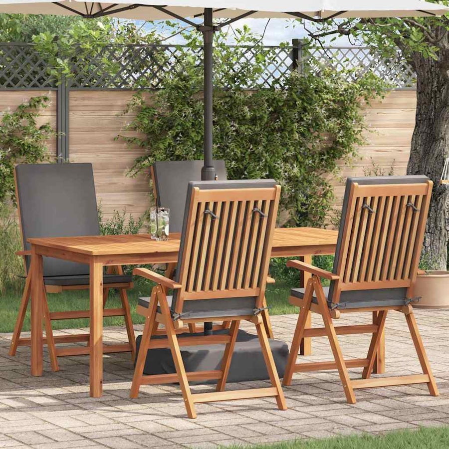 Garden Chair 4 pcs Brown and Grey Solid Teak Wood