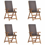 Garden Chair 4 pcs Brown and Grey Solid Teak Wood