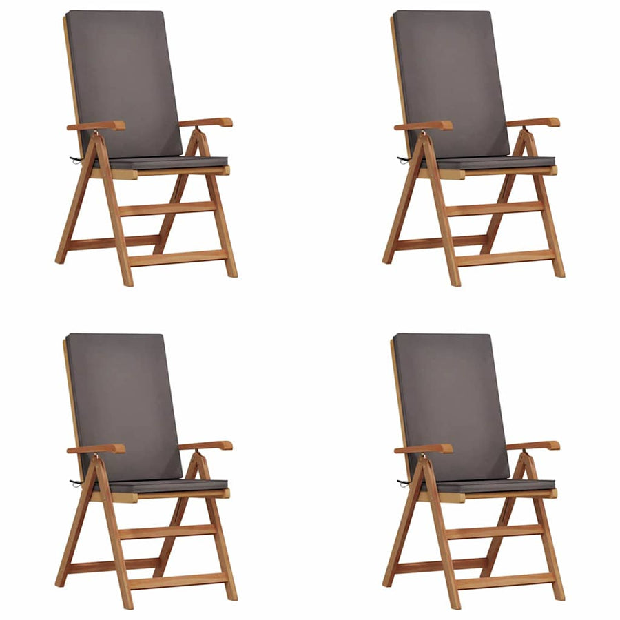Garden Chair 4 pcs Brown and Grey Solid Teak Wood