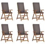 Garden Chair 6 pcs Brown and Grey Solid Teak Wood