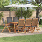 Garden Chair 8 pcs Brown and Grey Solid Teak Wood