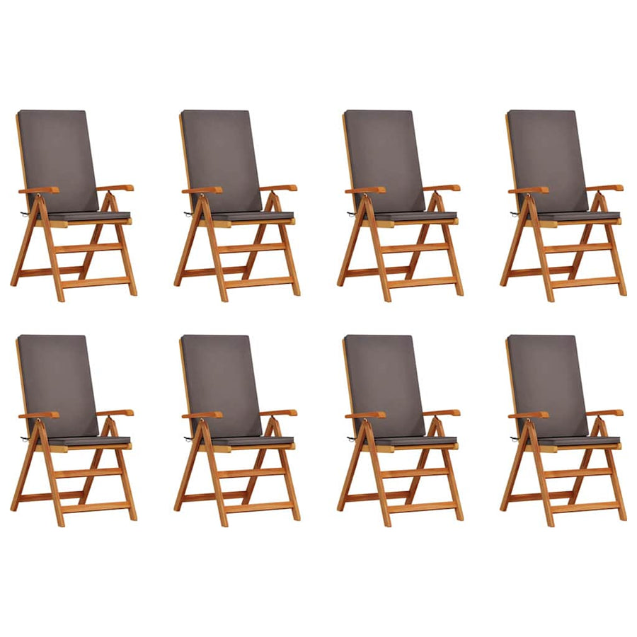 Garden Chair 8 pcs Brown and Grey Solid Teak Wood