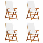 Garden Chair 4 pcs Brown and White Solid Teak Wood