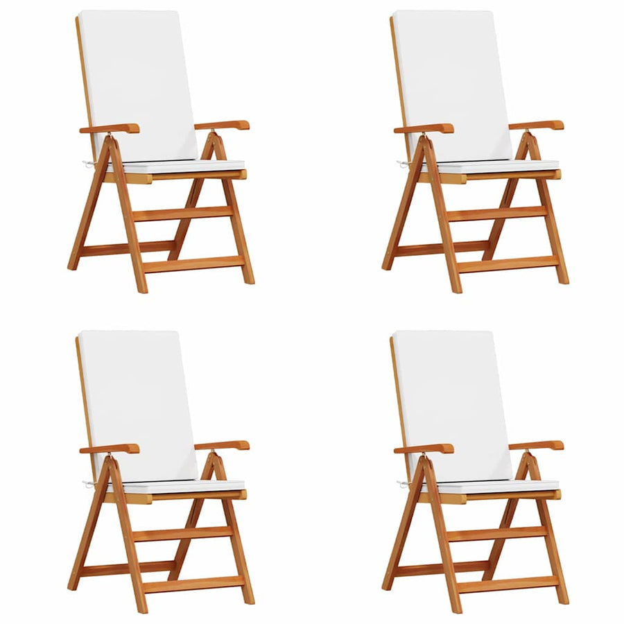 Garden Chair 4 pcs Brown and White Solid Teak Wood