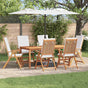 Garden Chair 6 pcs Brown and White Solid Teak Wood