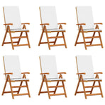 Garden Chair 6 pcs Brown and White Solid Teak Wood