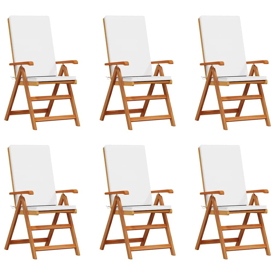 Garden Chair 6 pcs Brown and White Solid Teak Wood