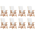 Garden Chair 8 pcs Brown and White Solid Teak Wood