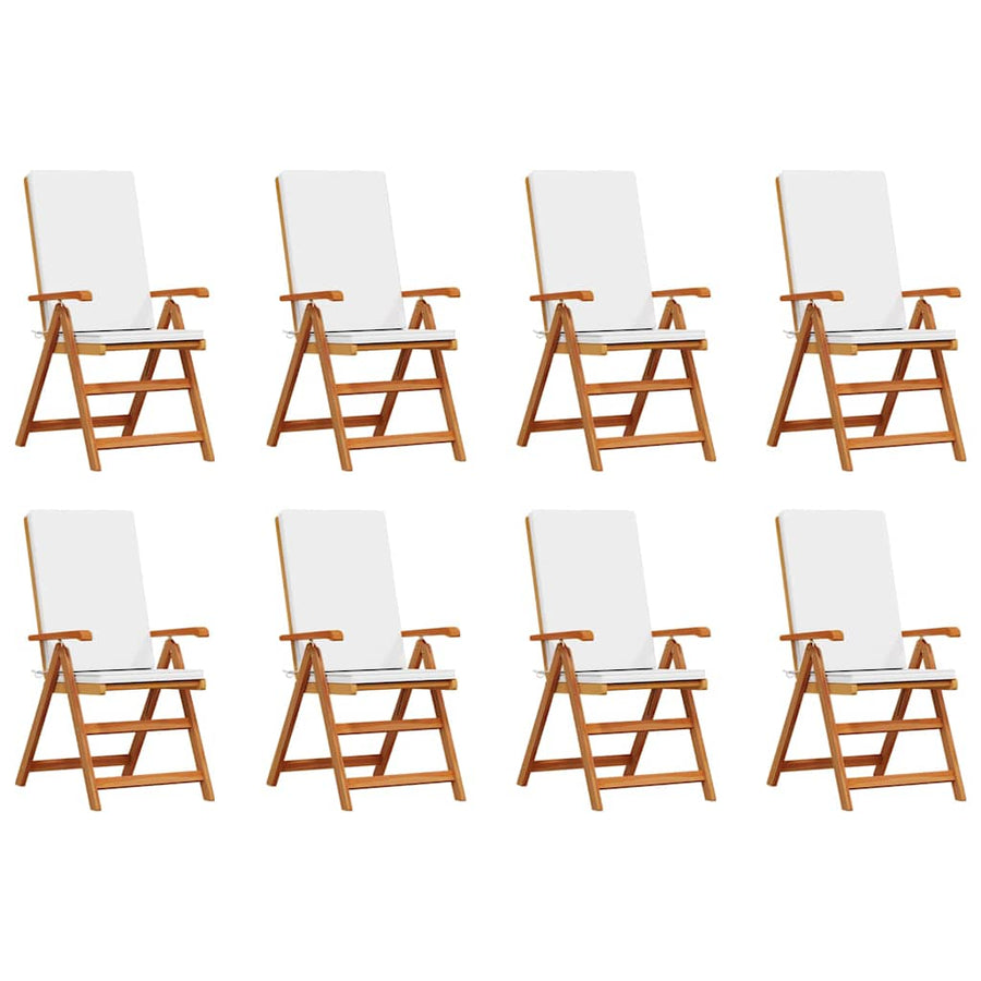 Garden Chair 8 pcs Brown and White Solid Teak Wood