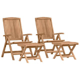 Garden Dining Set 4 pcs Brown Solid Teak Wood - Front View