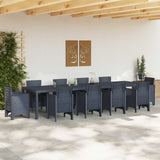 Garden Table Anthracite 350 x 100 x 74 cm Poly Rattan - Side View
