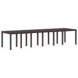 Garden Table Brown 350 x 100 x 74 cm Poly Rattan - Top-Down View