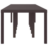 Garden Table Brown 350 x 100 x 74 cm Poly Rattan - Side View