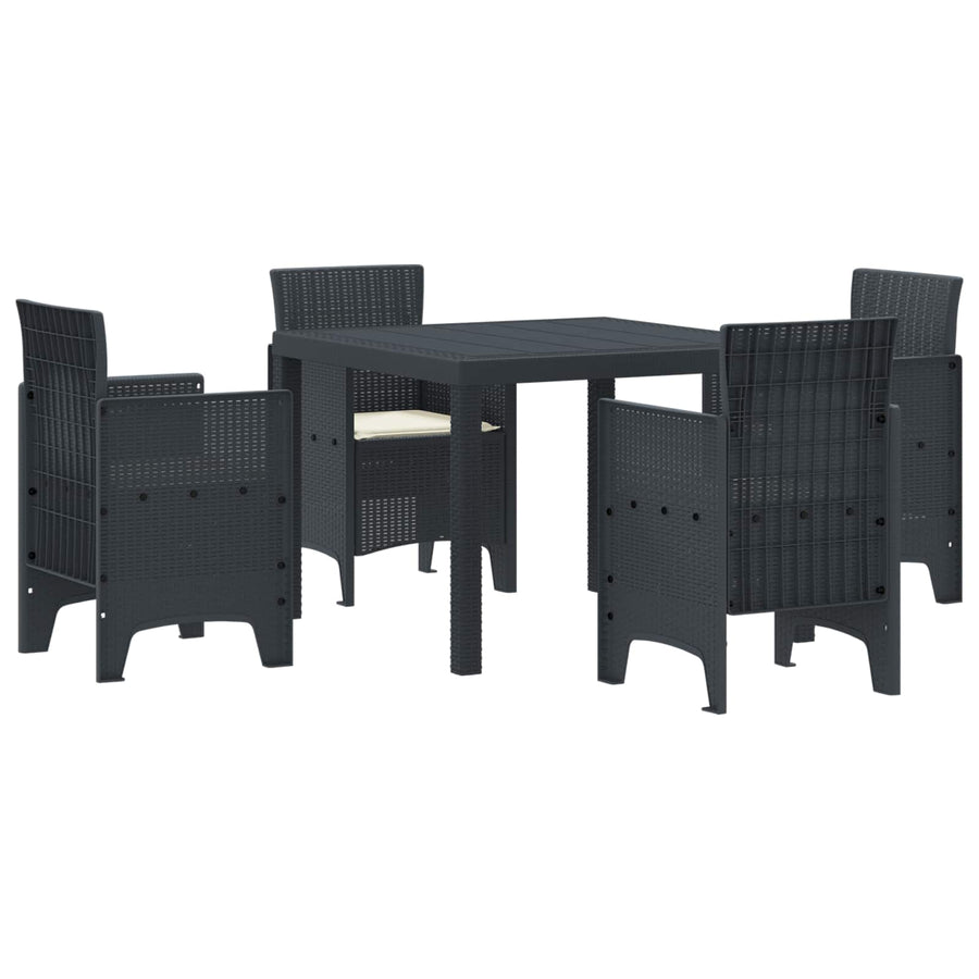 Garden Dining Set 5 pcs Anthracite Polypropylene