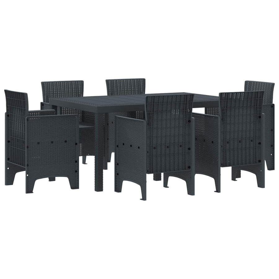Garden Dining Set 7 pcs Anthracite Polt rattan
