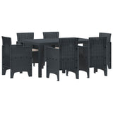 Garden Dining Set 7 pcs Anthracite Polt rattan - Front View