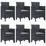 Garden Dining Set 7 pcs Anthracite Polt rattan - Top-Down View